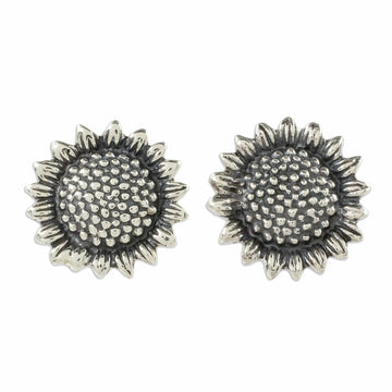 Realistic Sunflower Earrings in Sterling Silver - Flourishing Sunflowers