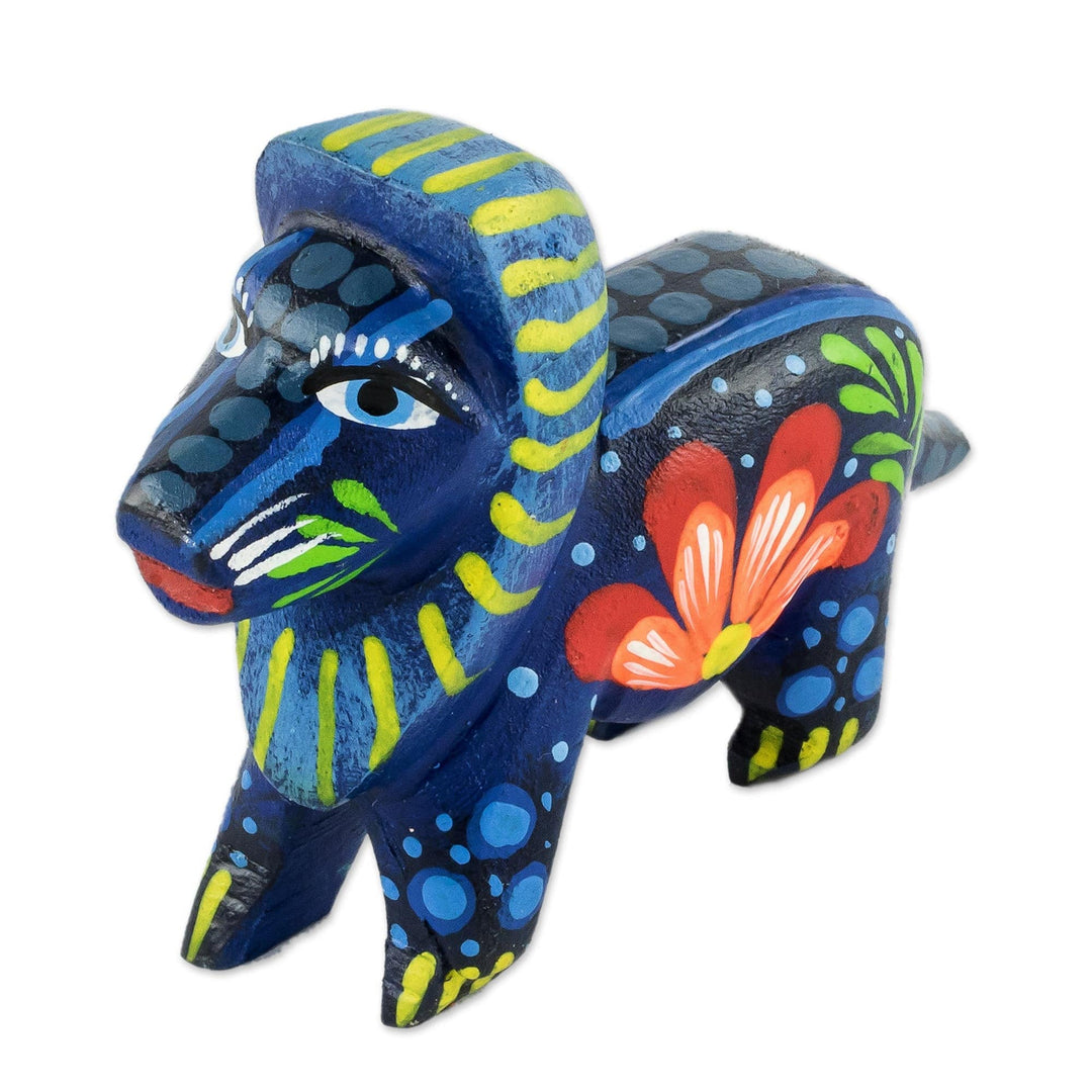 Multicolored Hand Carved Lion Figurine - Proud Lion