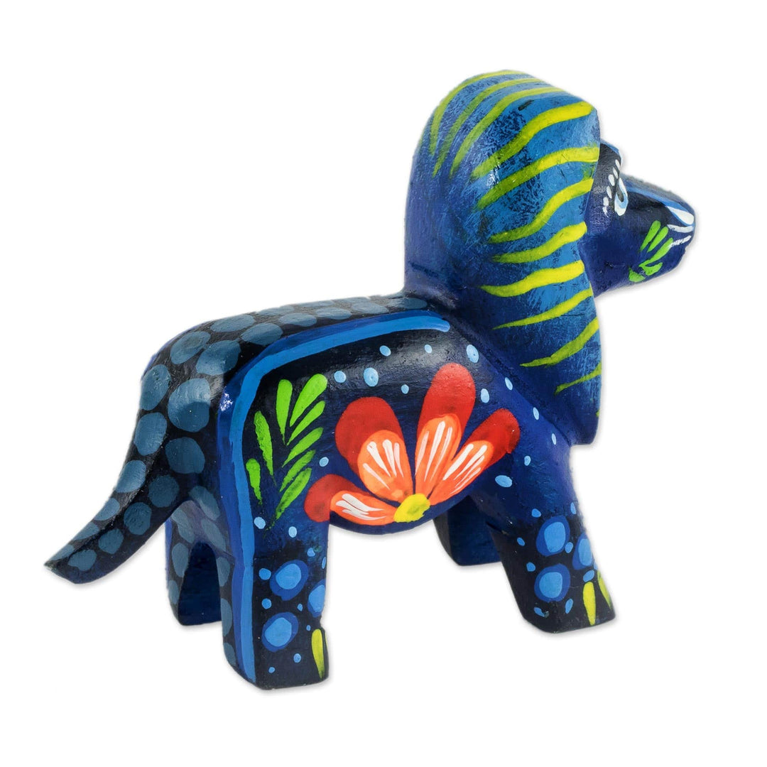 Multicolored Hand Carved Lion Figurine - Proud Lion