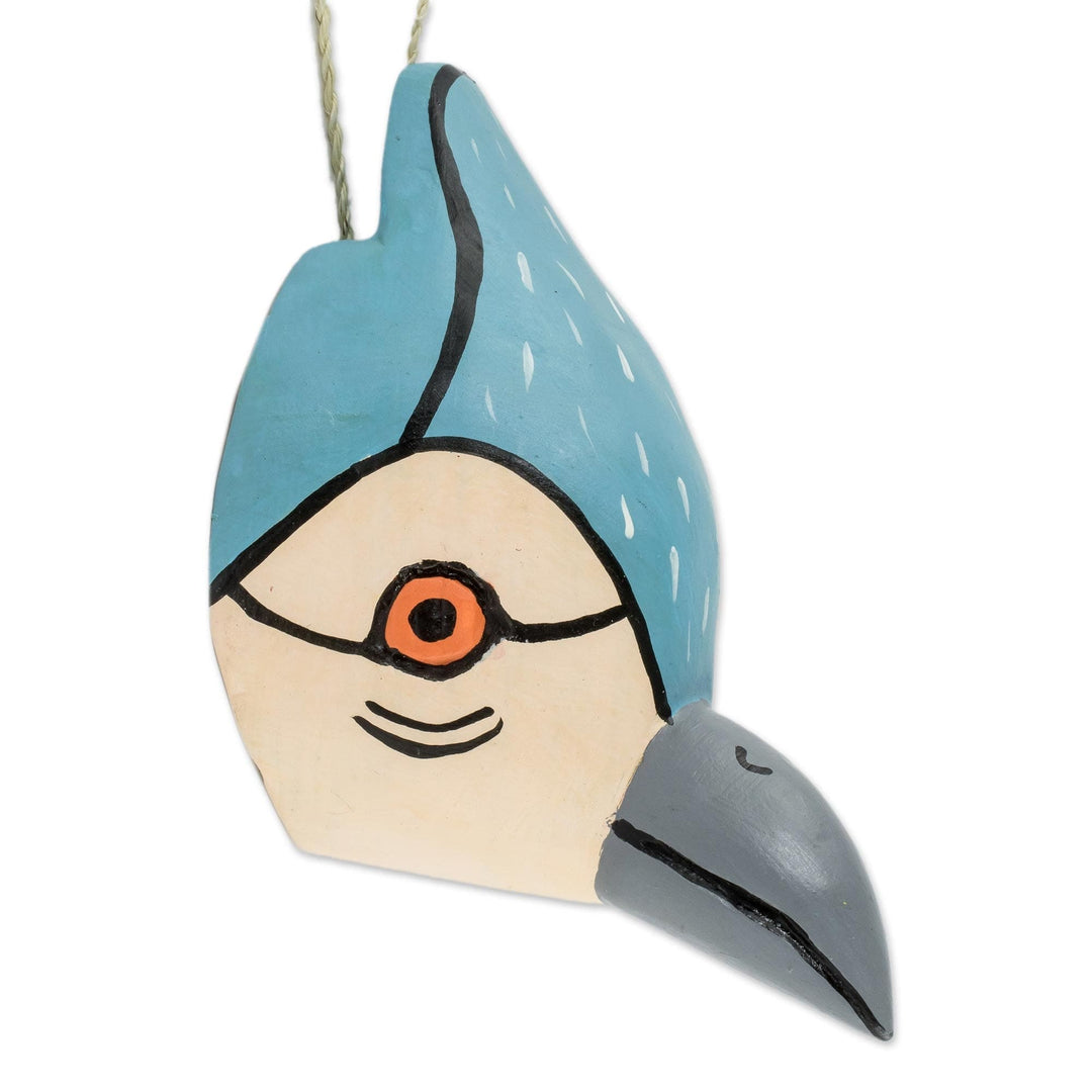 Light Blue Kingfisher Small Wood Mask - Kingfisher