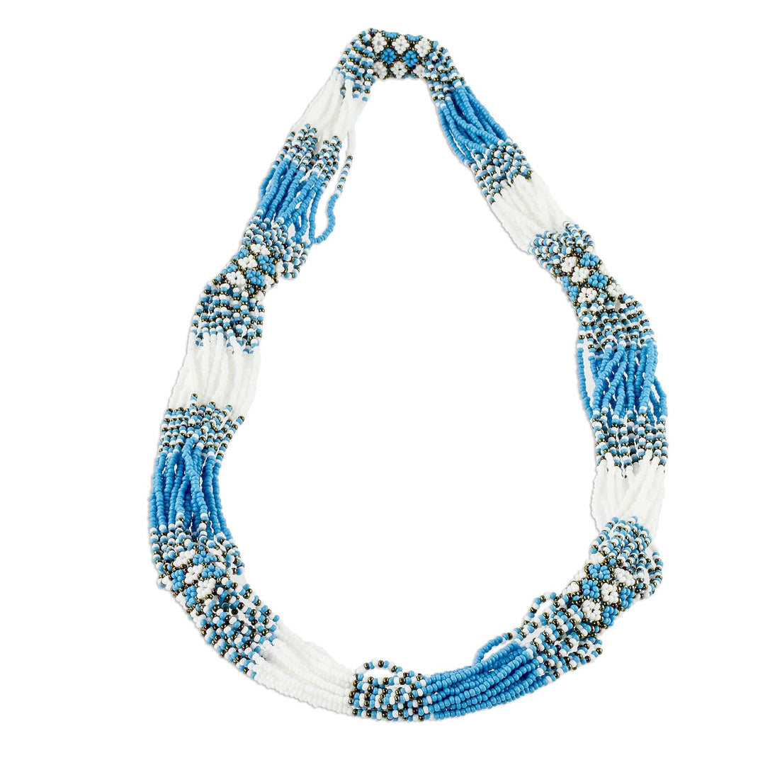 Turquoise and White Beaded Necklace - Turquoise and White Harmony