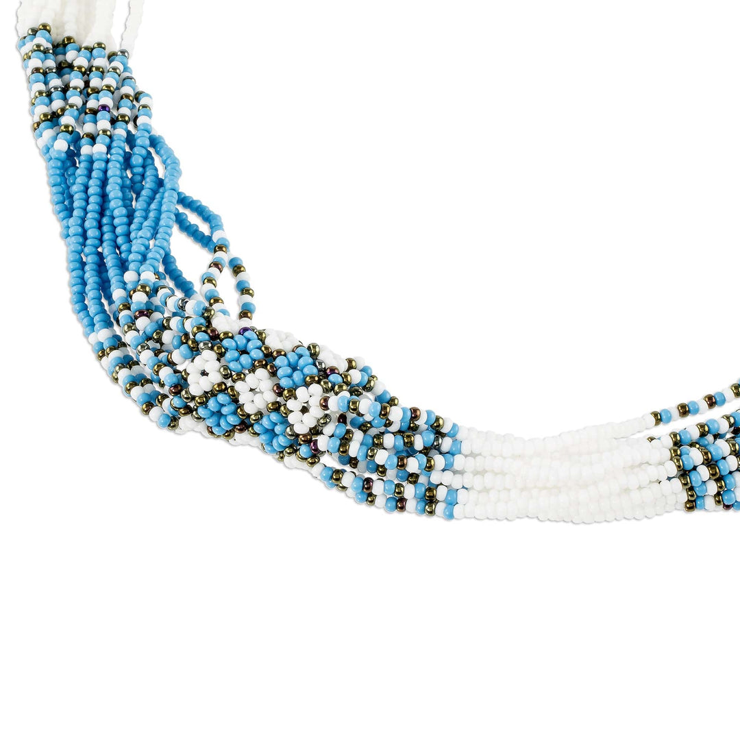 Turquoise and White Beaded Necklace - Turquoise and White Harmony
