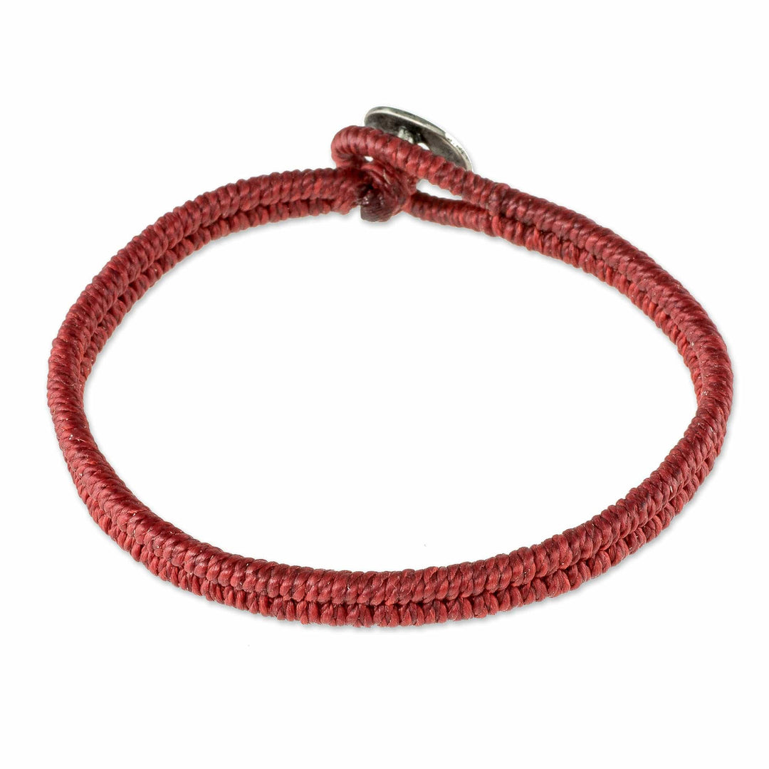 Red Macrame Wristband Bracelet - Far Reaches