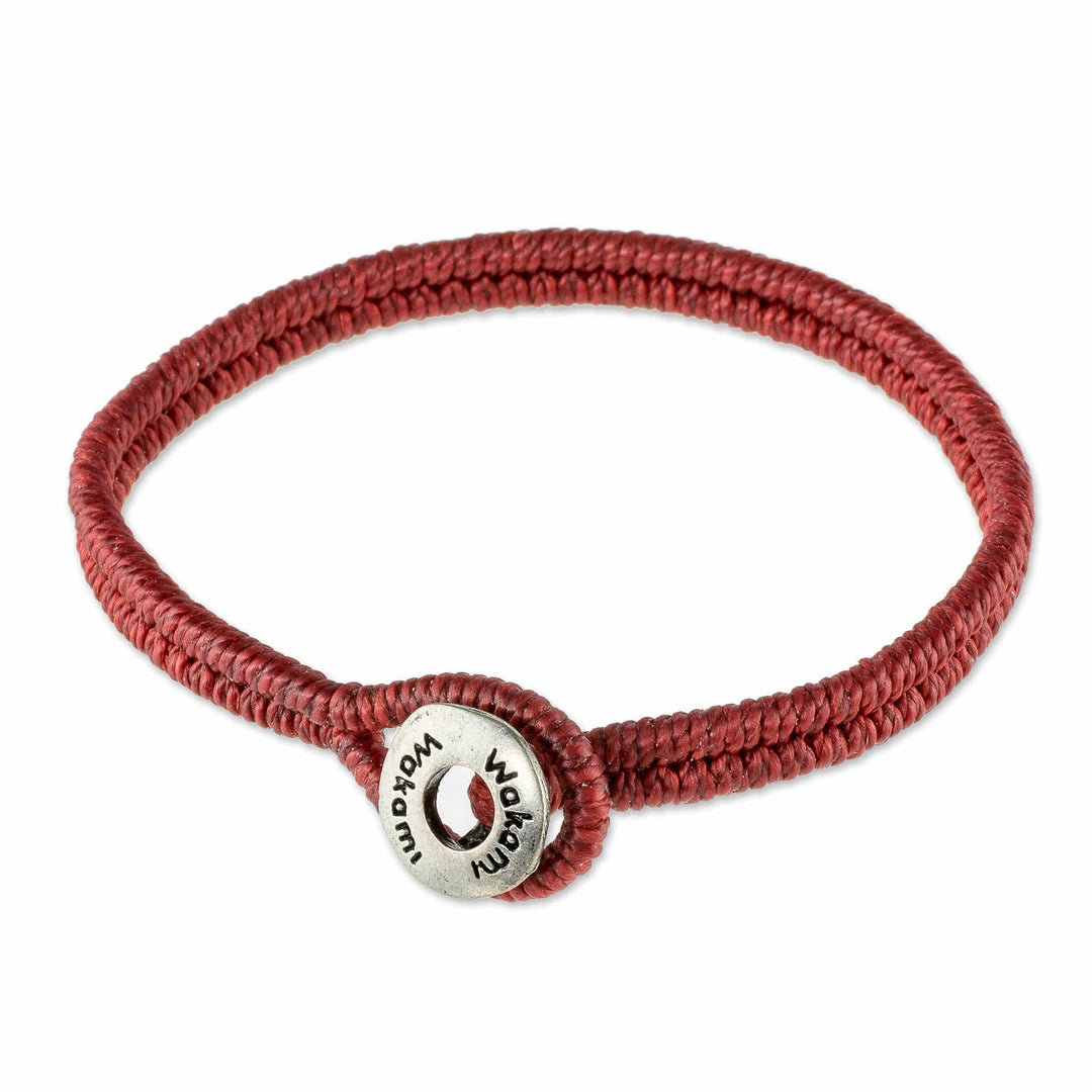 Red Macrame Wristband Bracelet - Far Reaches