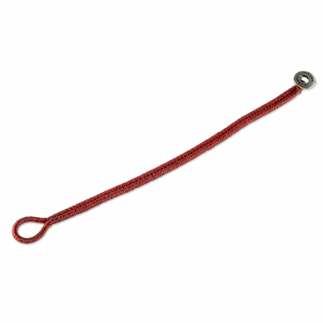 Red Macrame Wristband Bracelet - Far Reaches