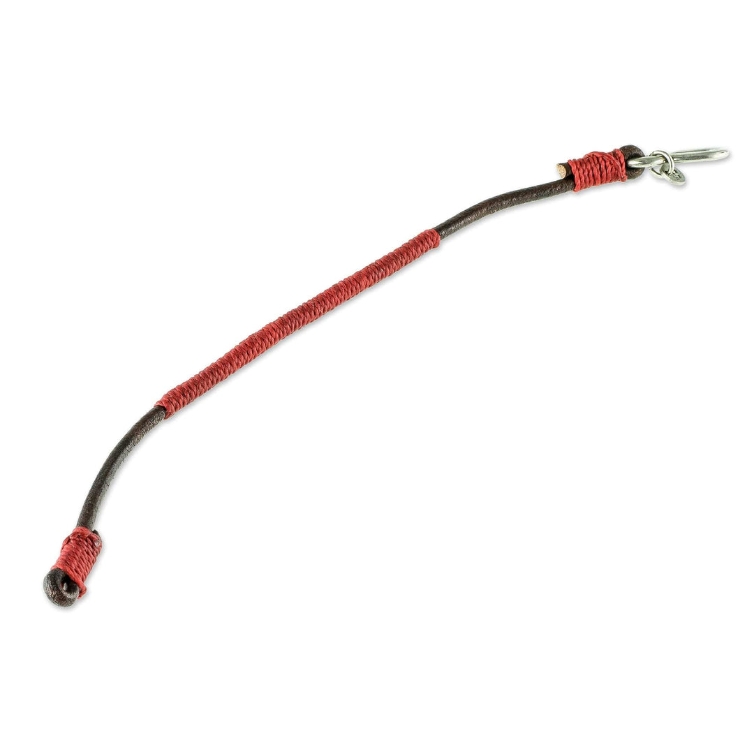 Leather and Red Cord Unisex Bracelet - Destination
