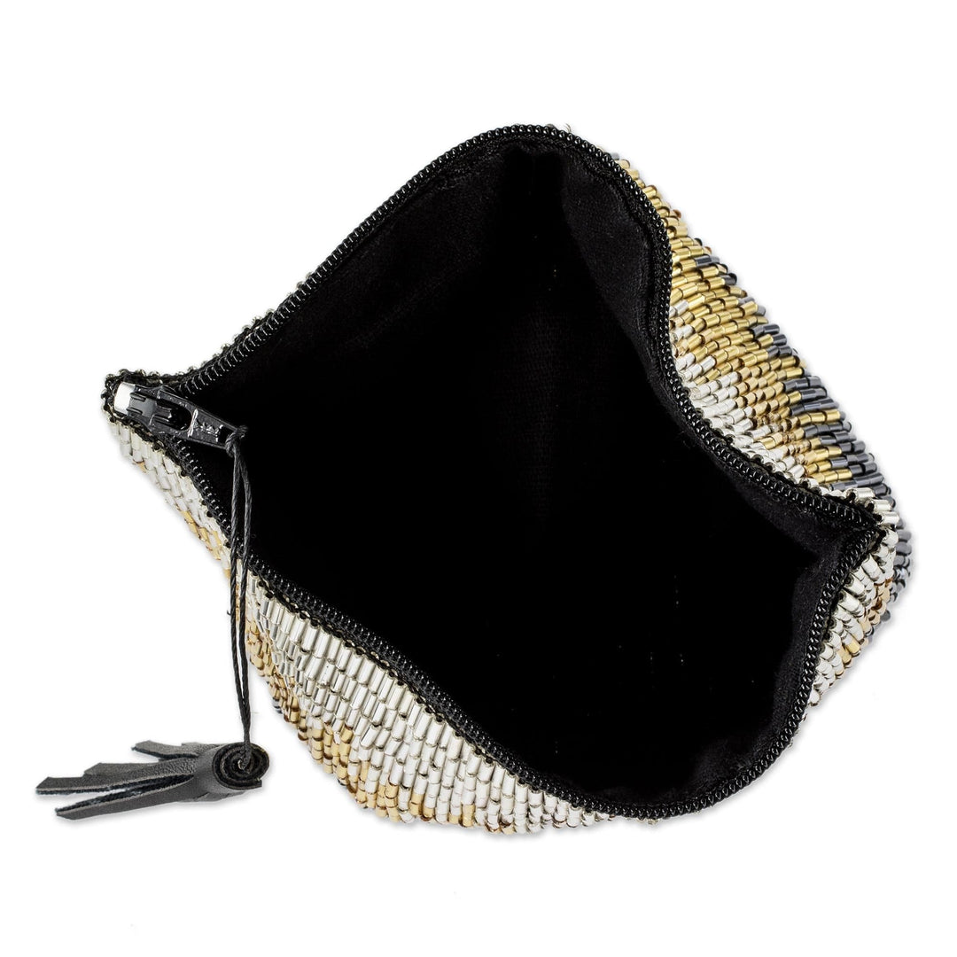 Petite Gold and Silver Hand Beaded Clutch Evening Bag - Glittering Luxe