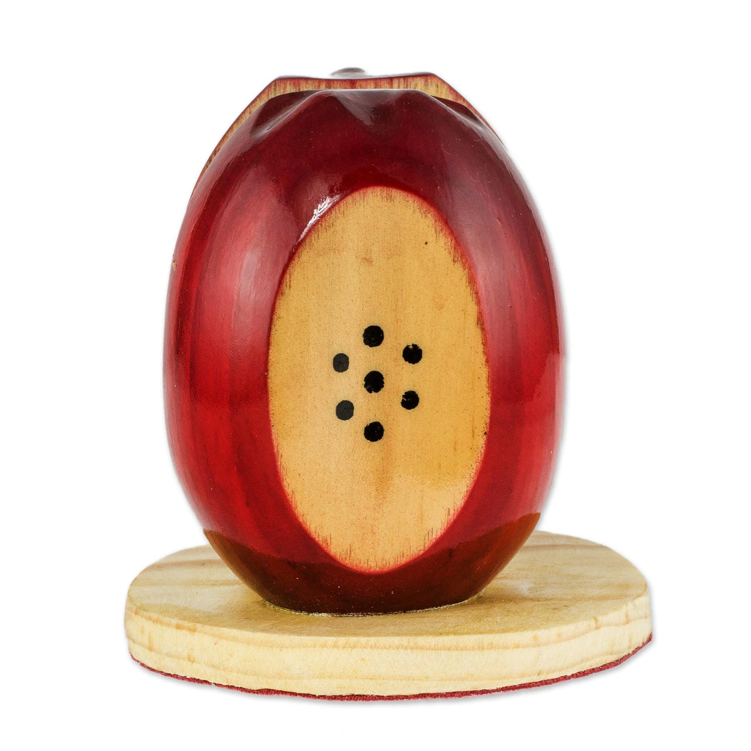 Handcarved Pine Wood Napkin Holder - Sweet Red Apple