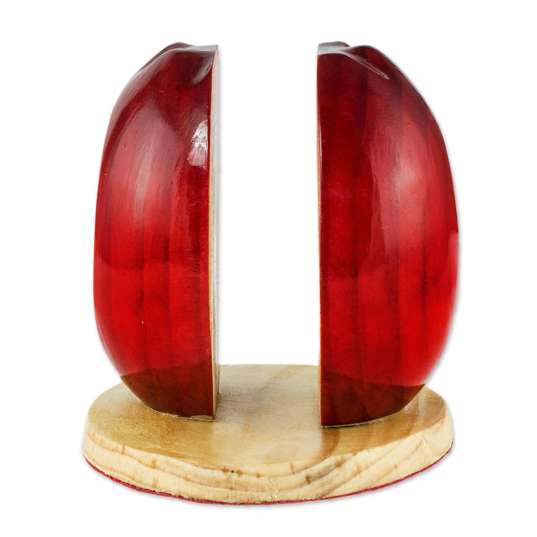 Handcarved Pine Wood Napkin Holder - Sweet Red Apple