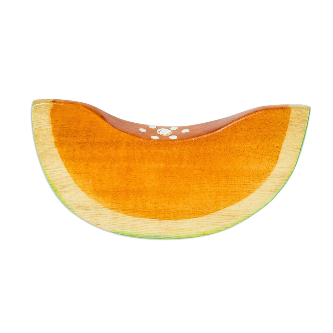 Guatemalan Cypress Wood Melon Slice Sculpture - Melon Slice