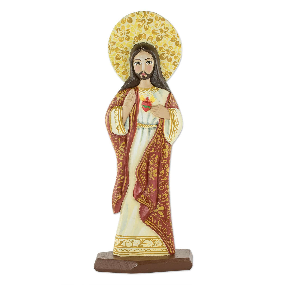 Nicaraguan Wood Sculpture of Jesus Christ - His Sacred Heart