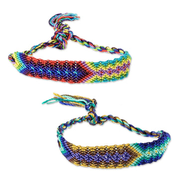 Multicolored Nylon Cord Friendship Bracelets (Pair) - Atitlan Arrows