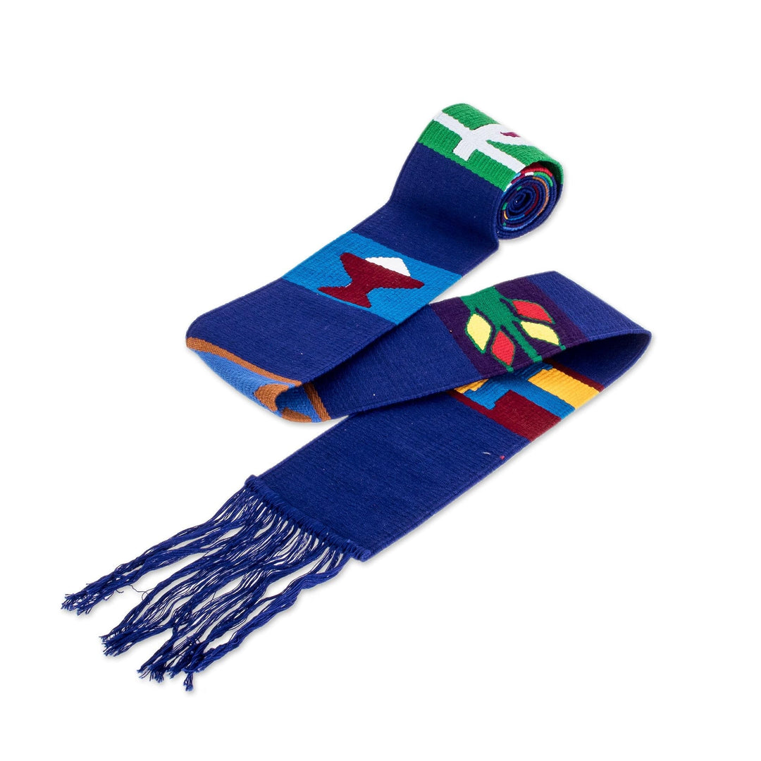 Multicolored Hand Woven Table Runner - Solola Totem in Lapis