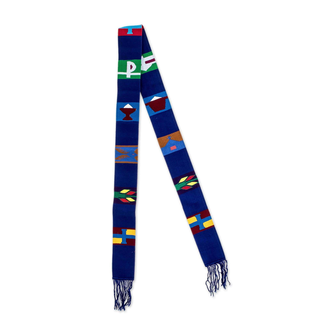 Multicolored Hand Woven Table Runner - Solola Totem in Lapis