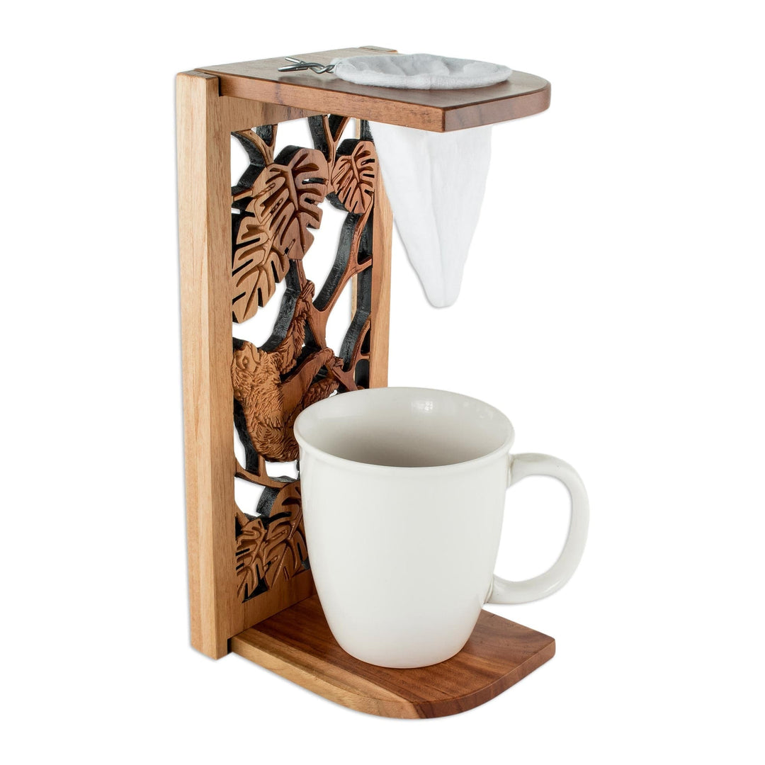Teak Wood Drip Coffee Stand - Jungle Sloth