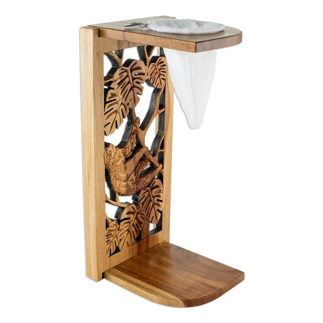 Teak Wood Drip Coffee Stand - Jungle Sloth