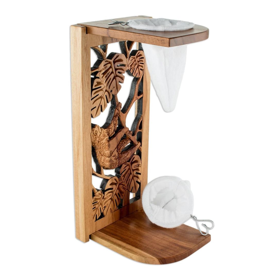 Teak Wood Drip Coffee Stand - Jungle Sloth