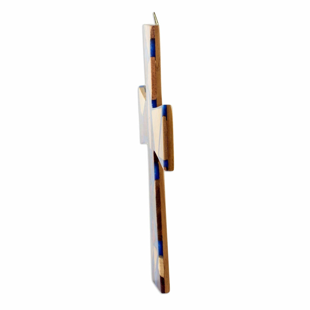 Hand Crafted Reclaimed Wood Wall Cross - Faith and Hope in Blue
