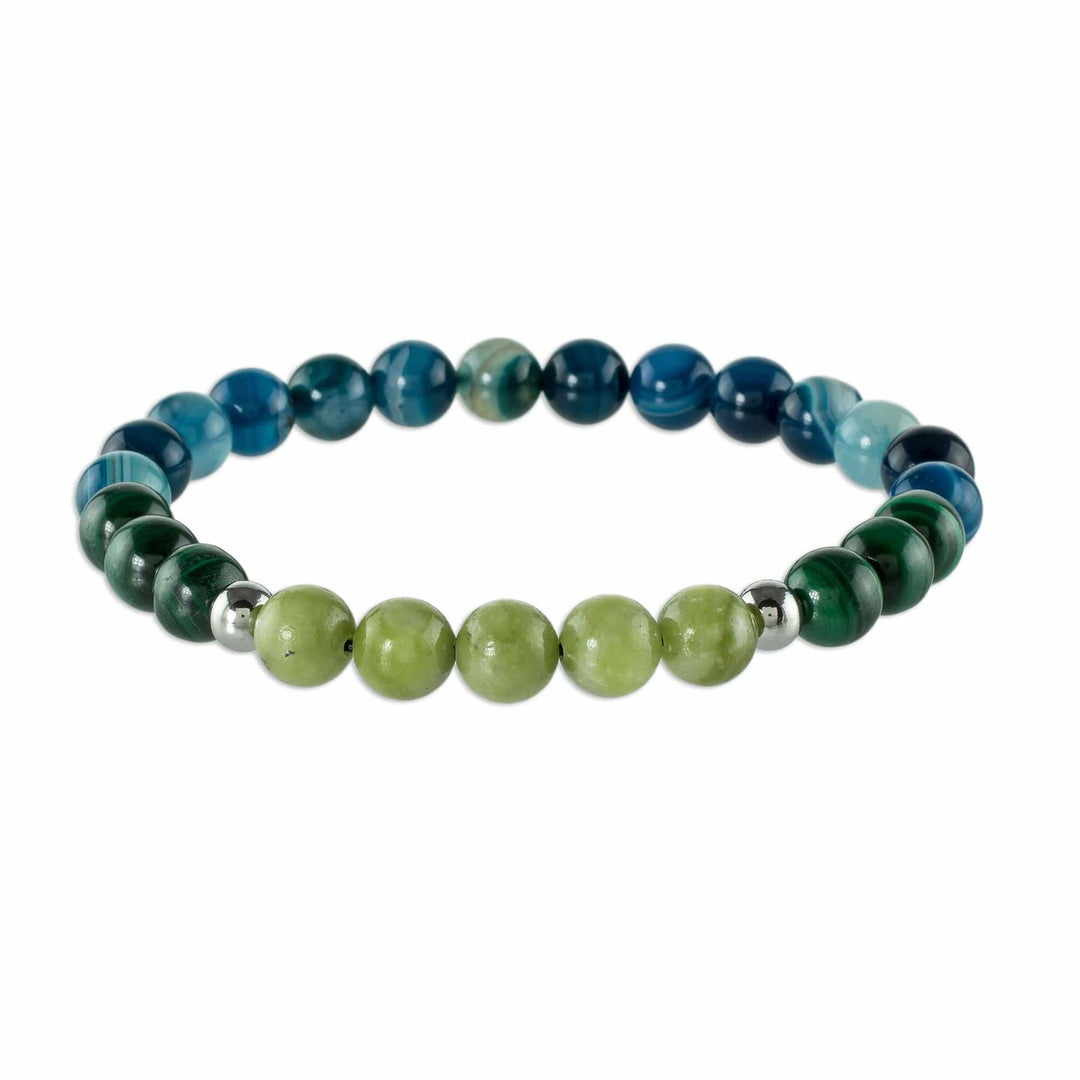 Beaded Multigem Unisex Stretch Bracelet - Costa Rican Colors