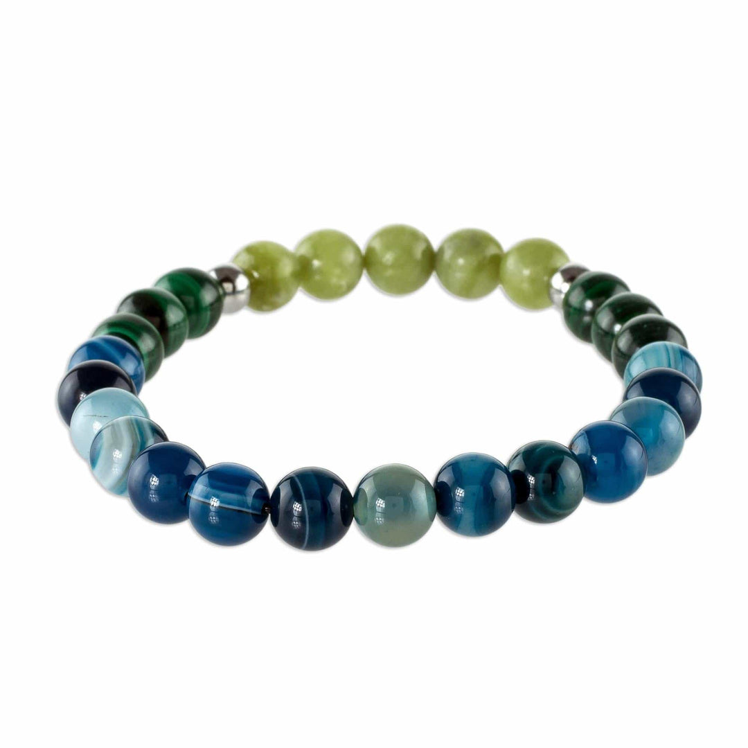 Beaded Multigem Unisex Stretch Bracelet - Costa Rican Colors