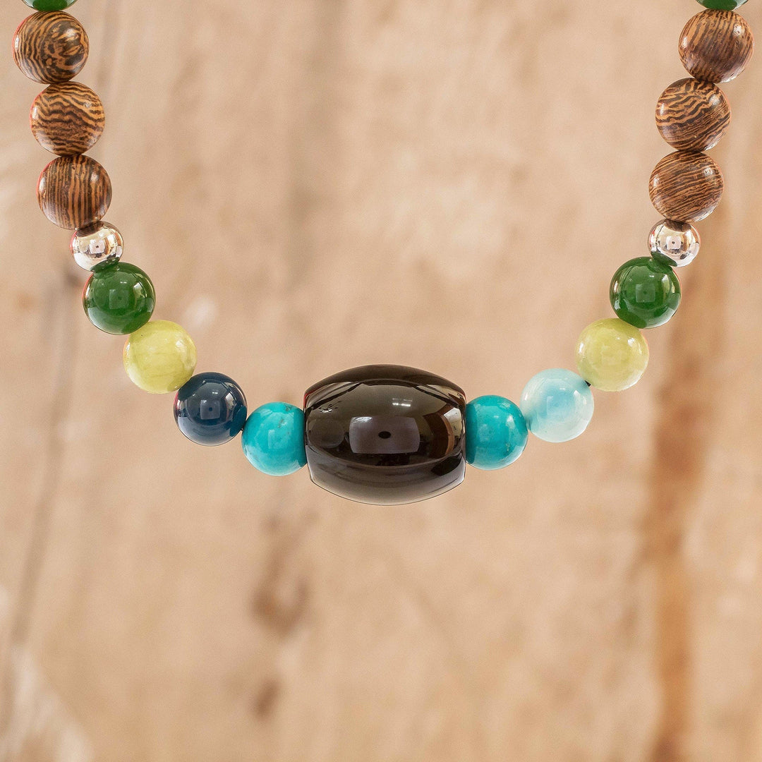 Mixed Beaded Necklace from Costa Rica - Corcovado Color