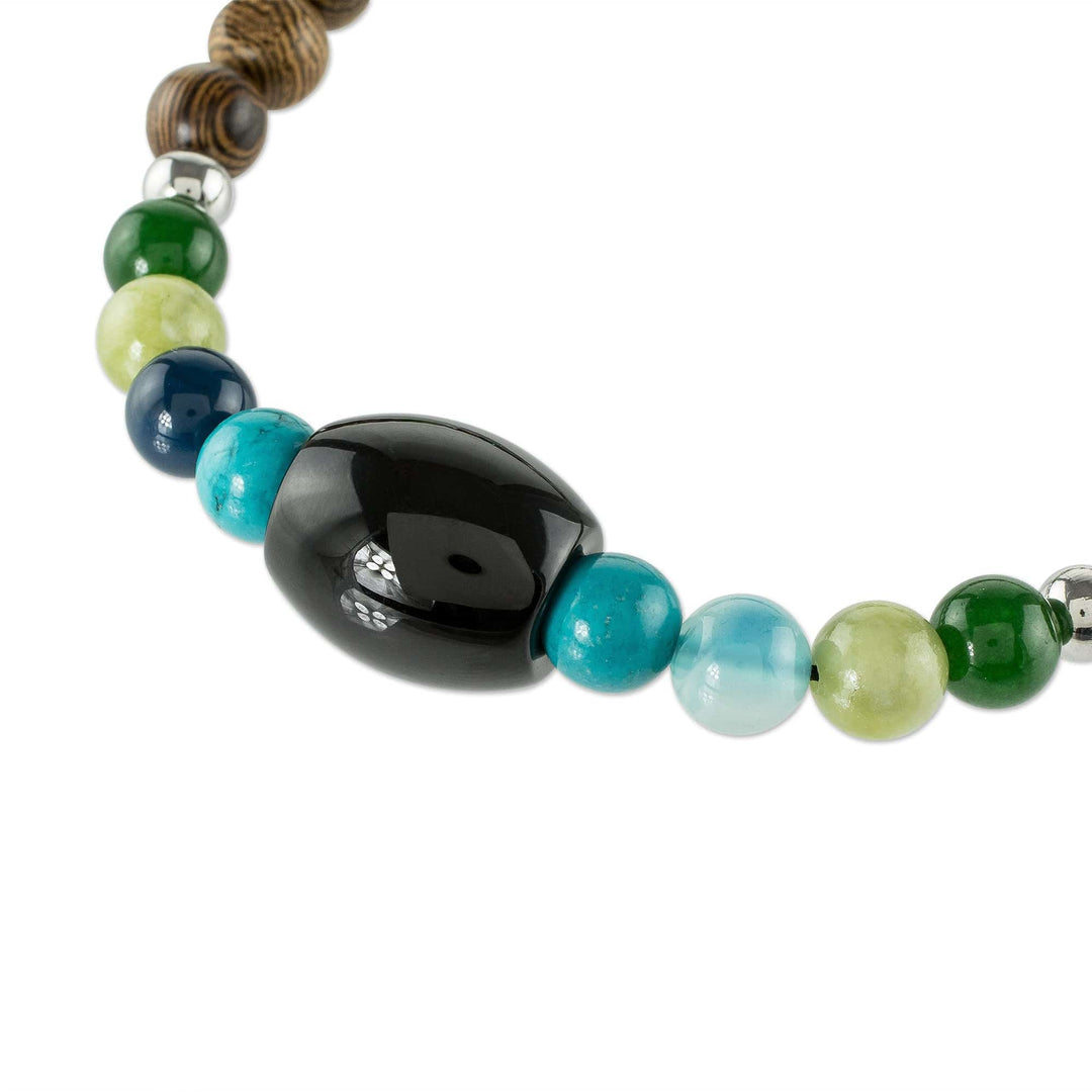 Mixed Beaded Necklace from Costa Rica - Corcovado Color