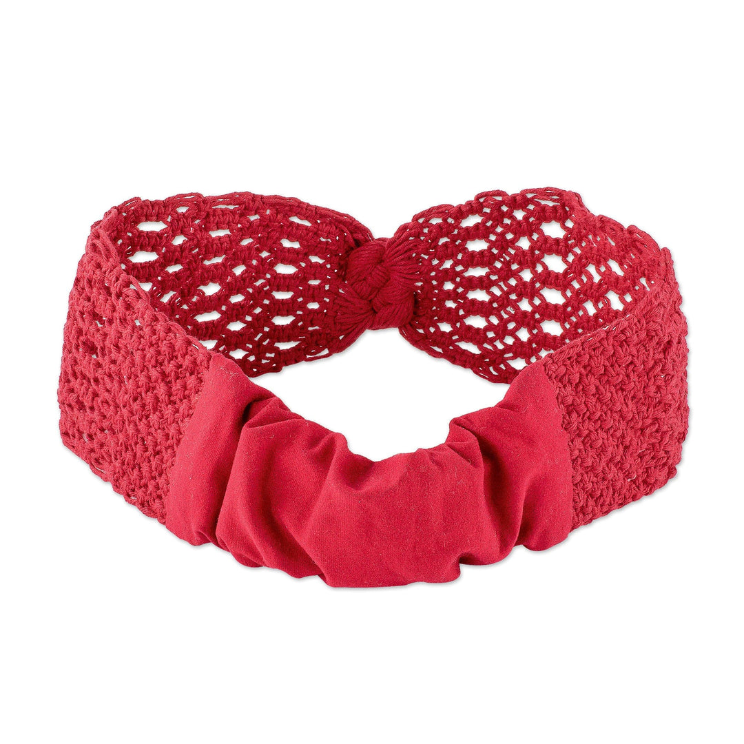 Hand Crafted Macrame Headband in Red - Scarlet Knots
