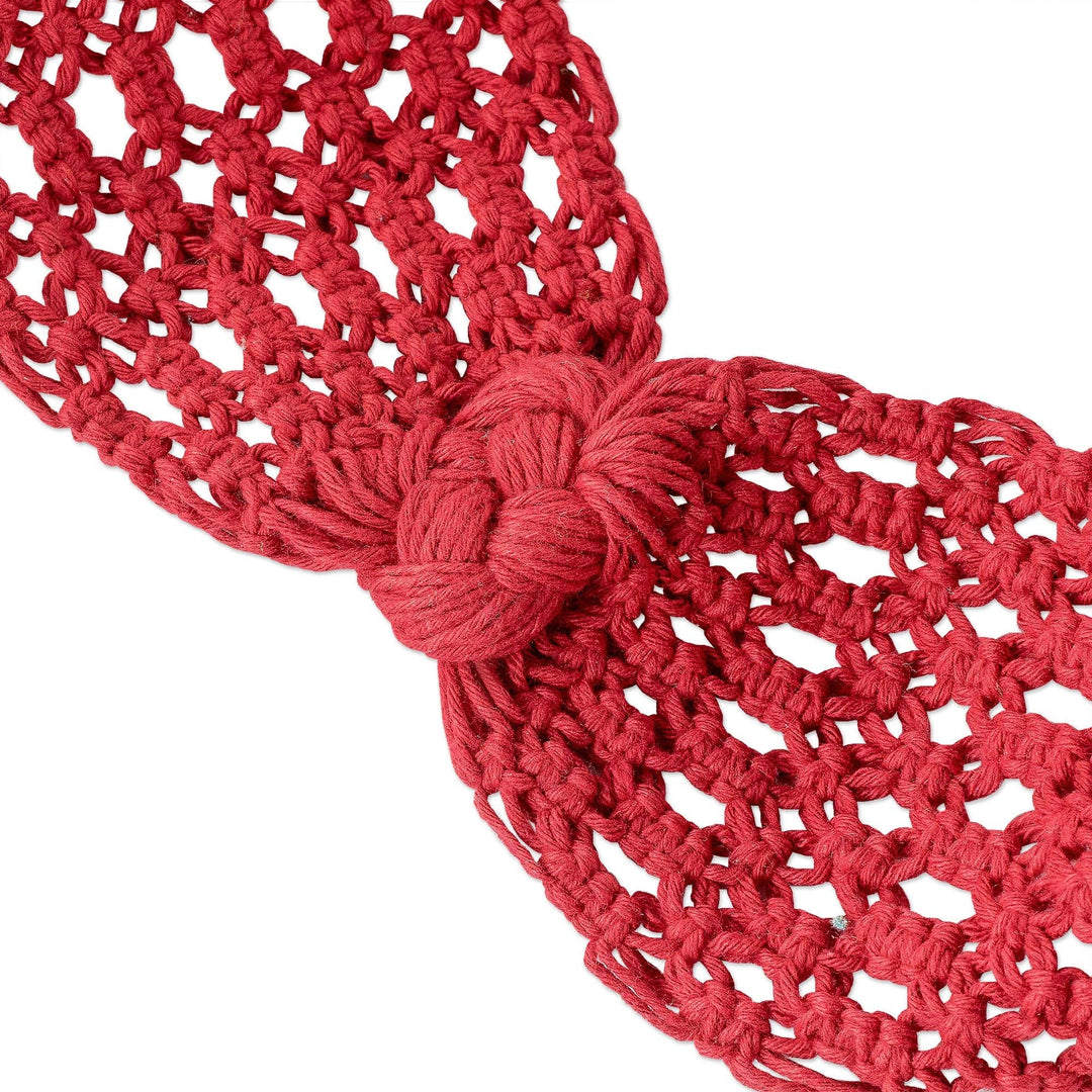 Hand Crafted Macrame Headband in Red - Scarlet Knots