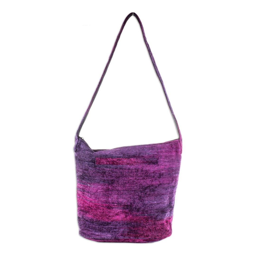 Hand Crafted Chenille Shoulder Bag - Magenta Magic