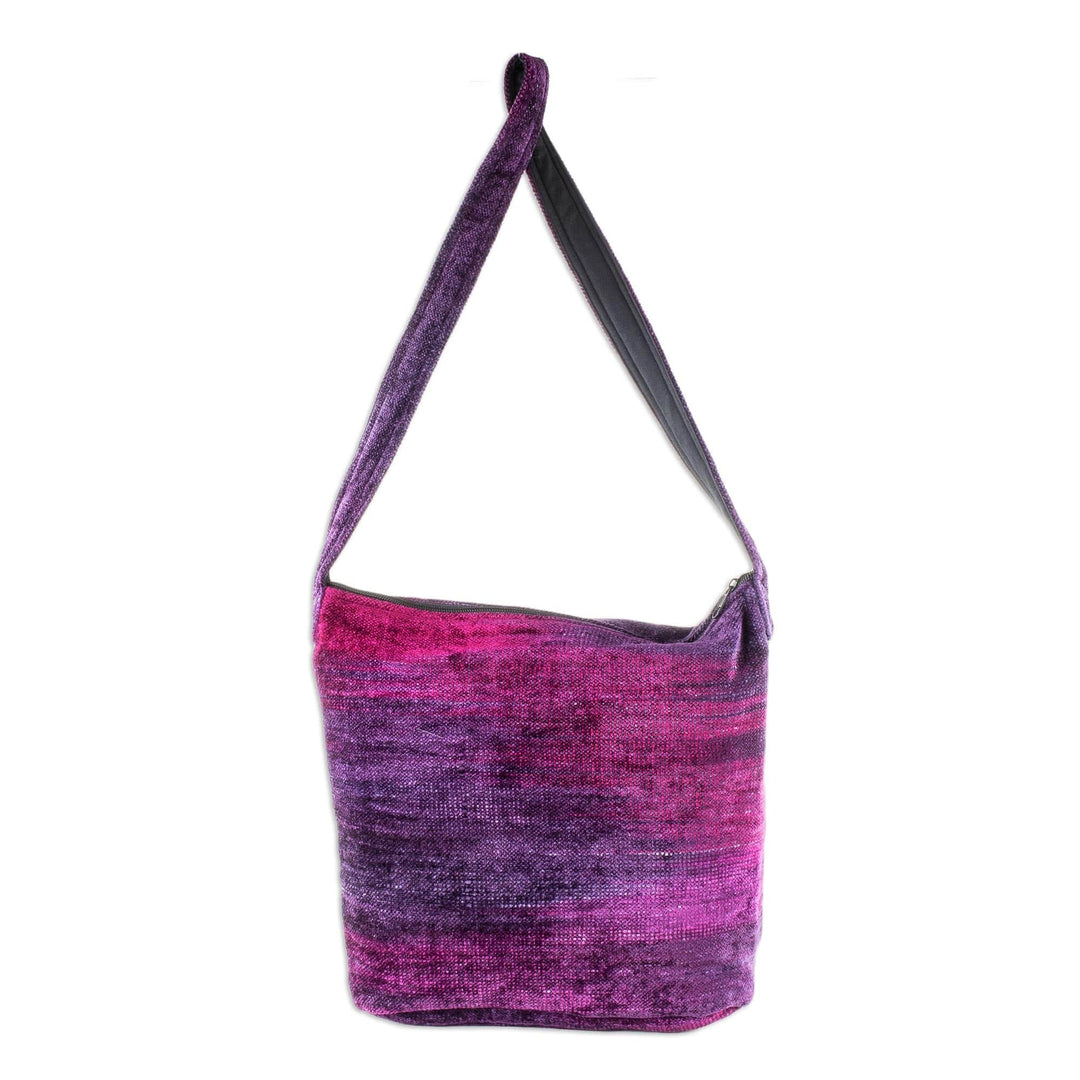 Hand Crafted Chenille Shoulder Bag - Magenta Magic