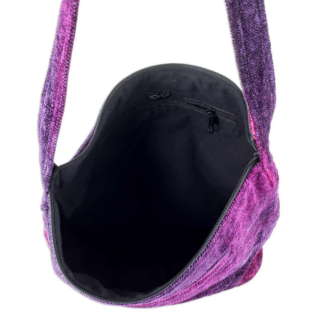 Hand Crafted Chenille Shoulder Bag - Magenta Magic