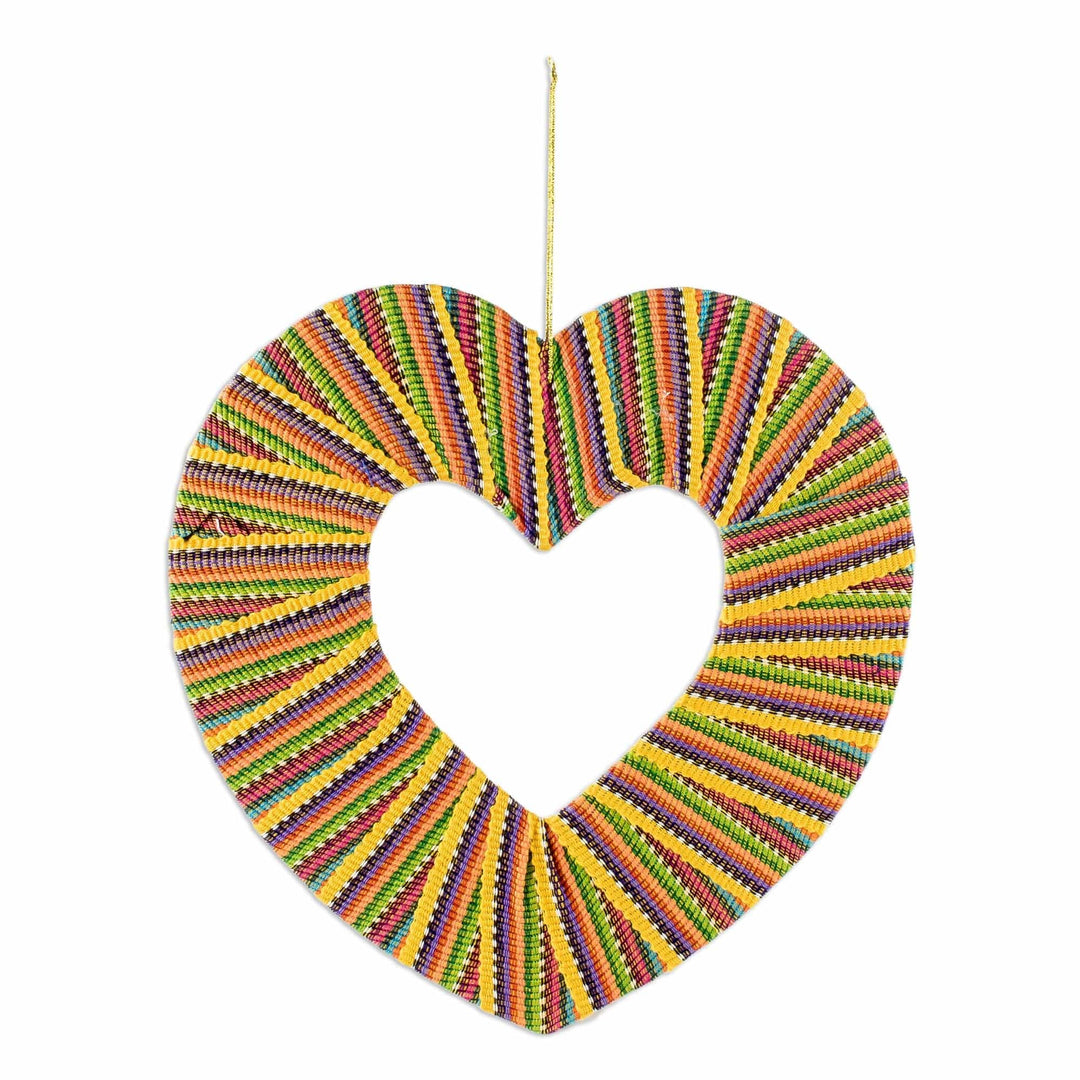 Hand-Loomed Cotton Worry Doll Heart Wreath - Amor