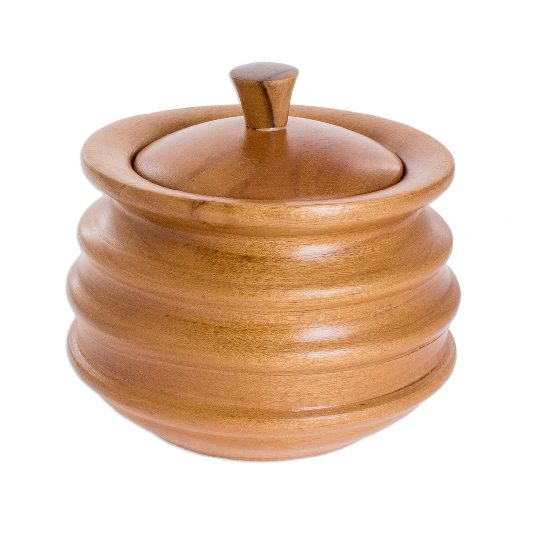Handmade Teak Sugar Bowl and Lid - Sweet and Natural