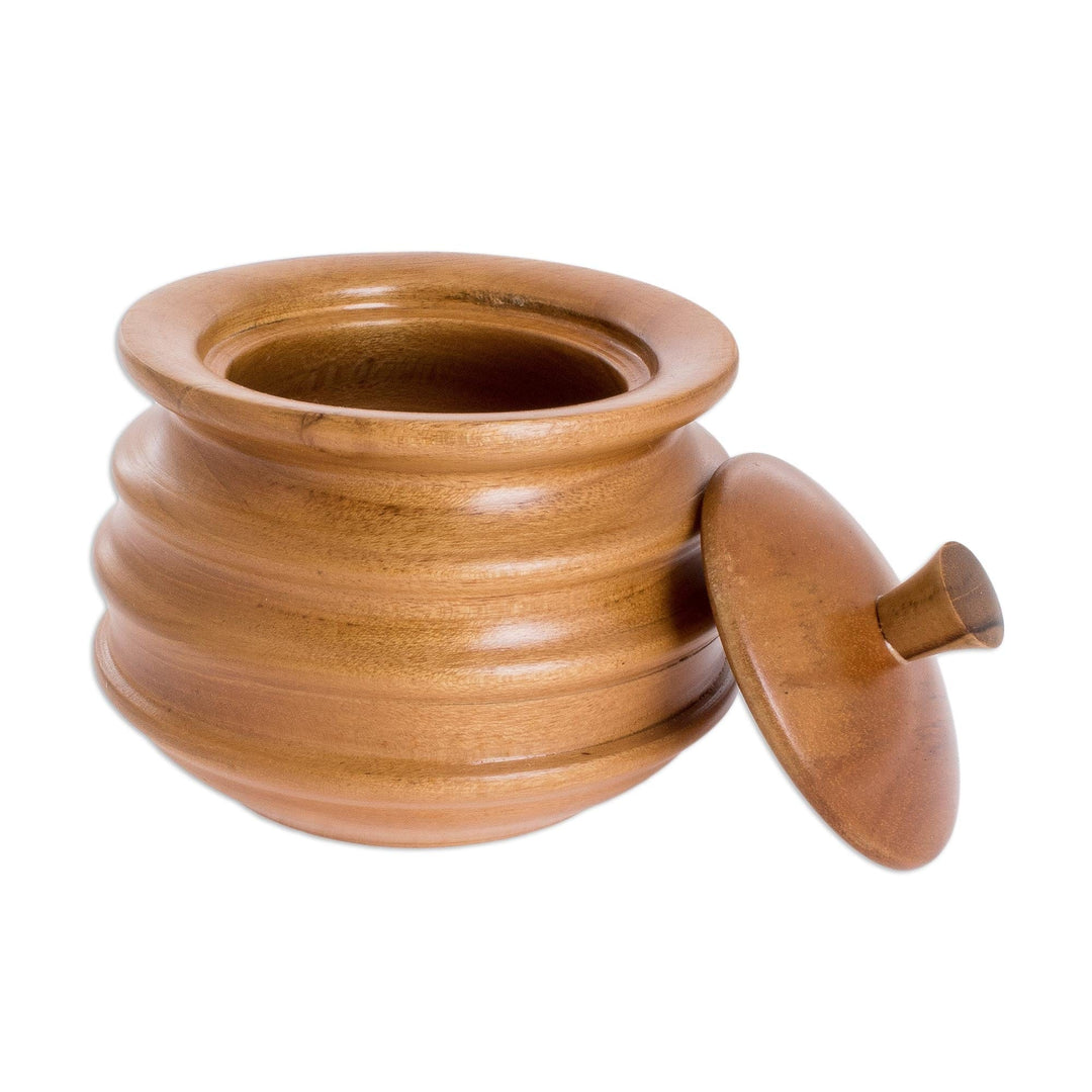 Handmade Teak Sugar Bowl and Lid - Sweet and Natural