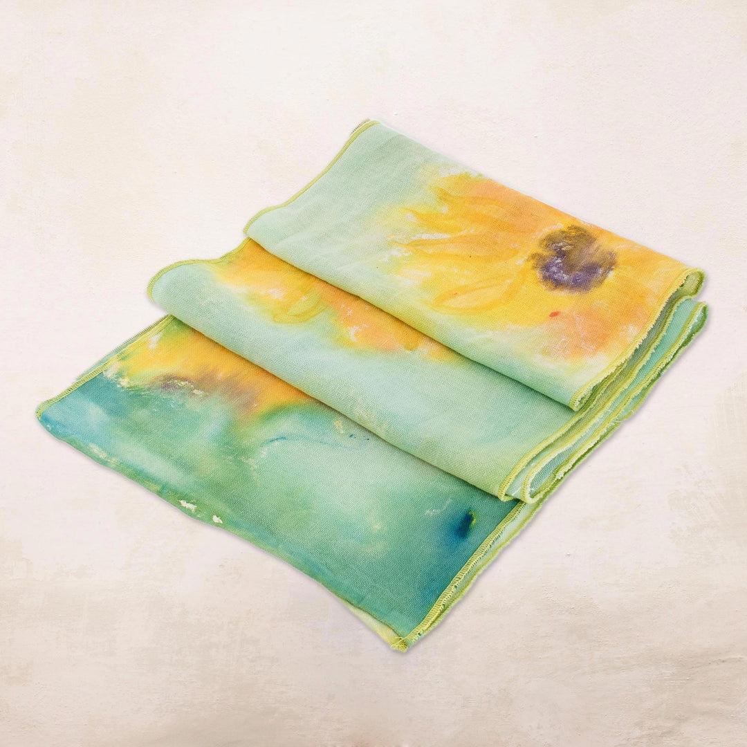 Floral Cotton Scarf from Costa Rica - Sunflower