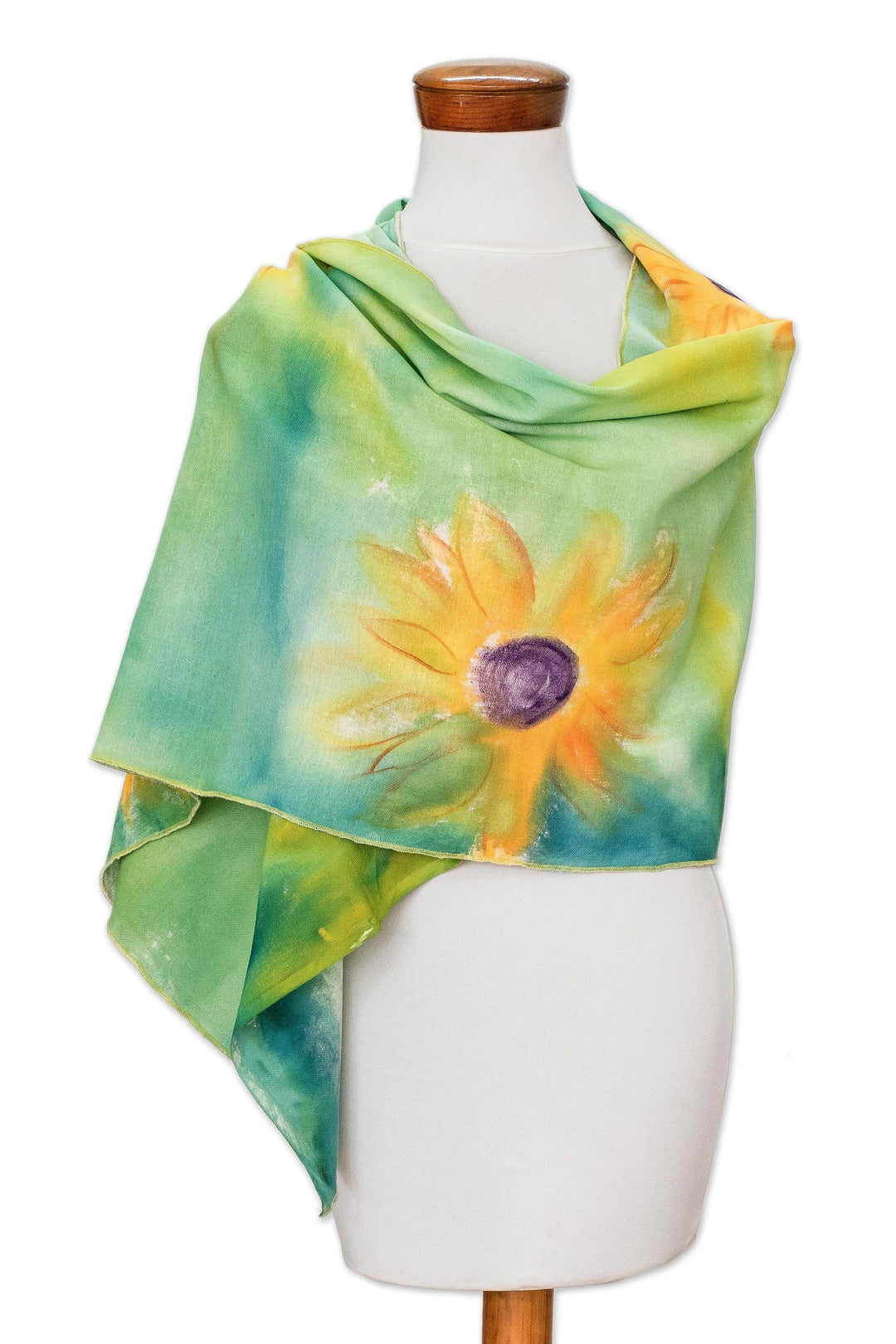 Floral Cotton Shawl from Costa Rica - Midsummer Sun