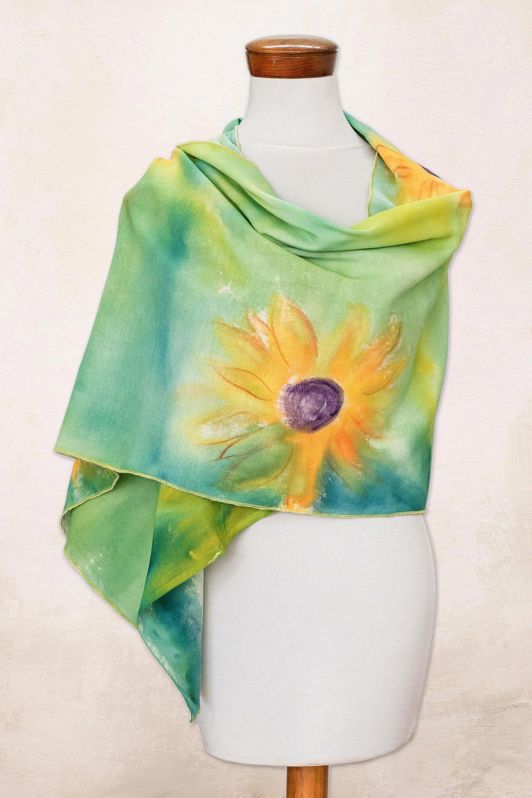 Floral Cotton Shawl from Costa Rica - Midsummer Sun