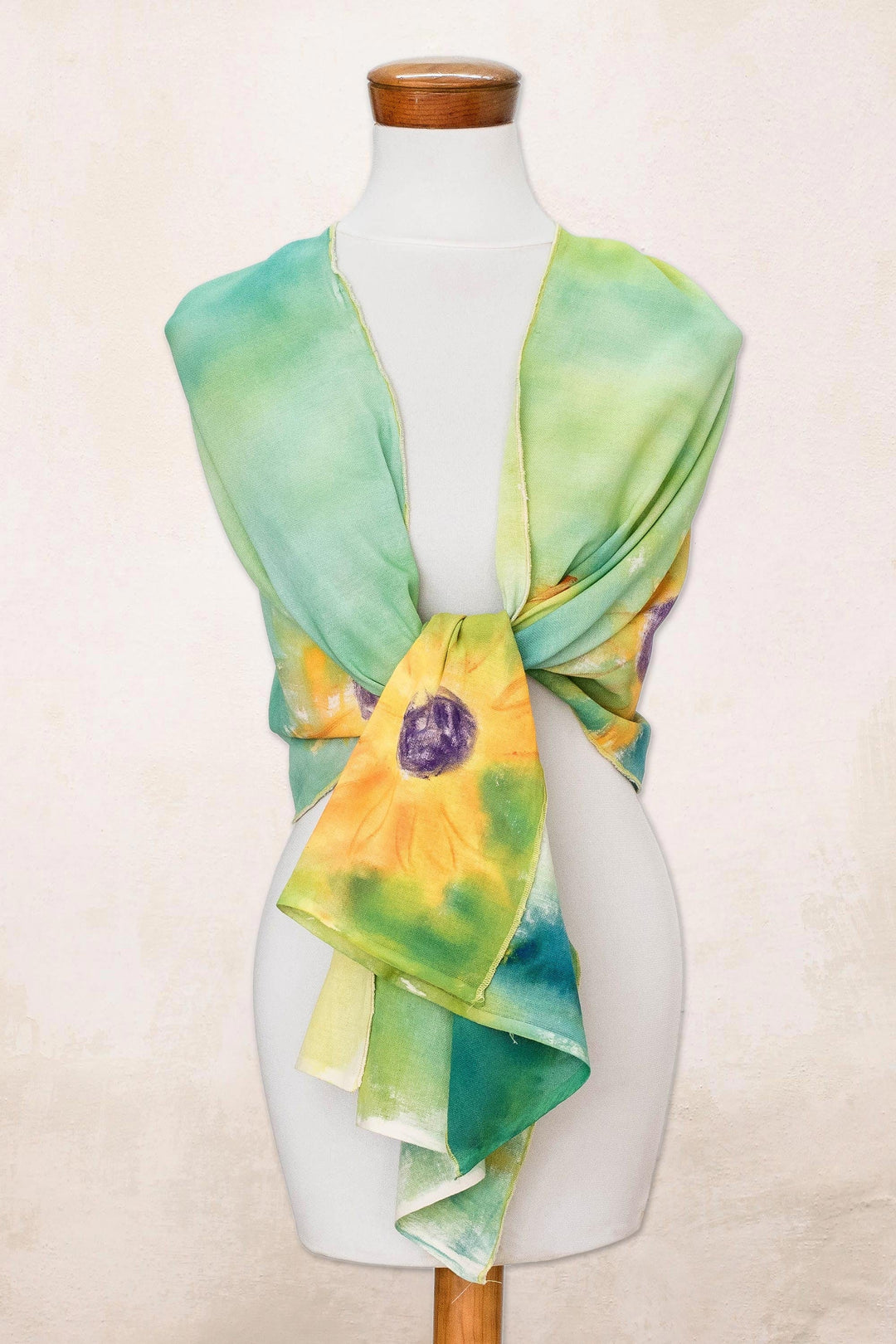 Floral Cotton Shawl from Costa Rica - Midsummer Sun