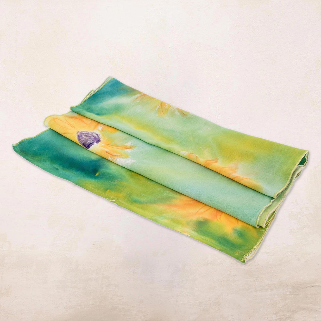 Floral Cotton Shawl from Costa Rica - Midsummer Sun