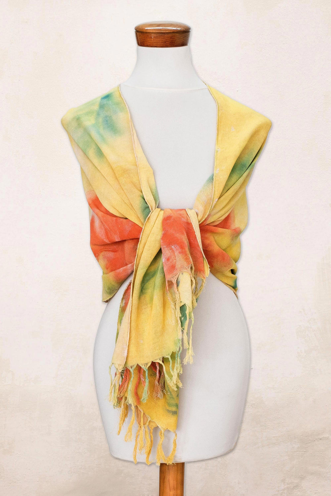 Hand Painted Cotton Shawl from Costa Rica - Poppy