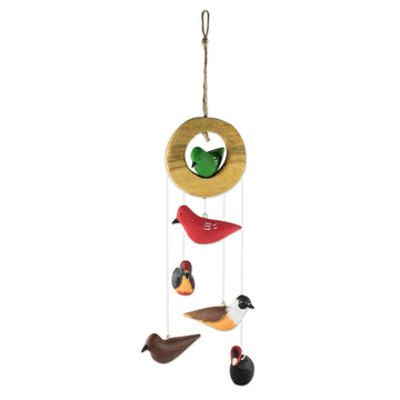 Colorful Wood Bird Mobile - Birds of a Feather