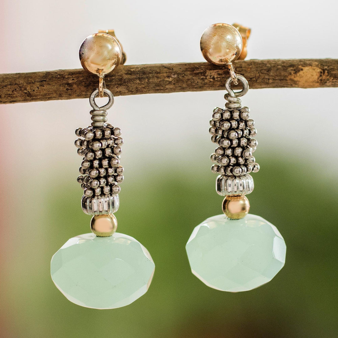 14k Gold Filled and Sterling Silver Chalcedony Earrings - Isla del Coco