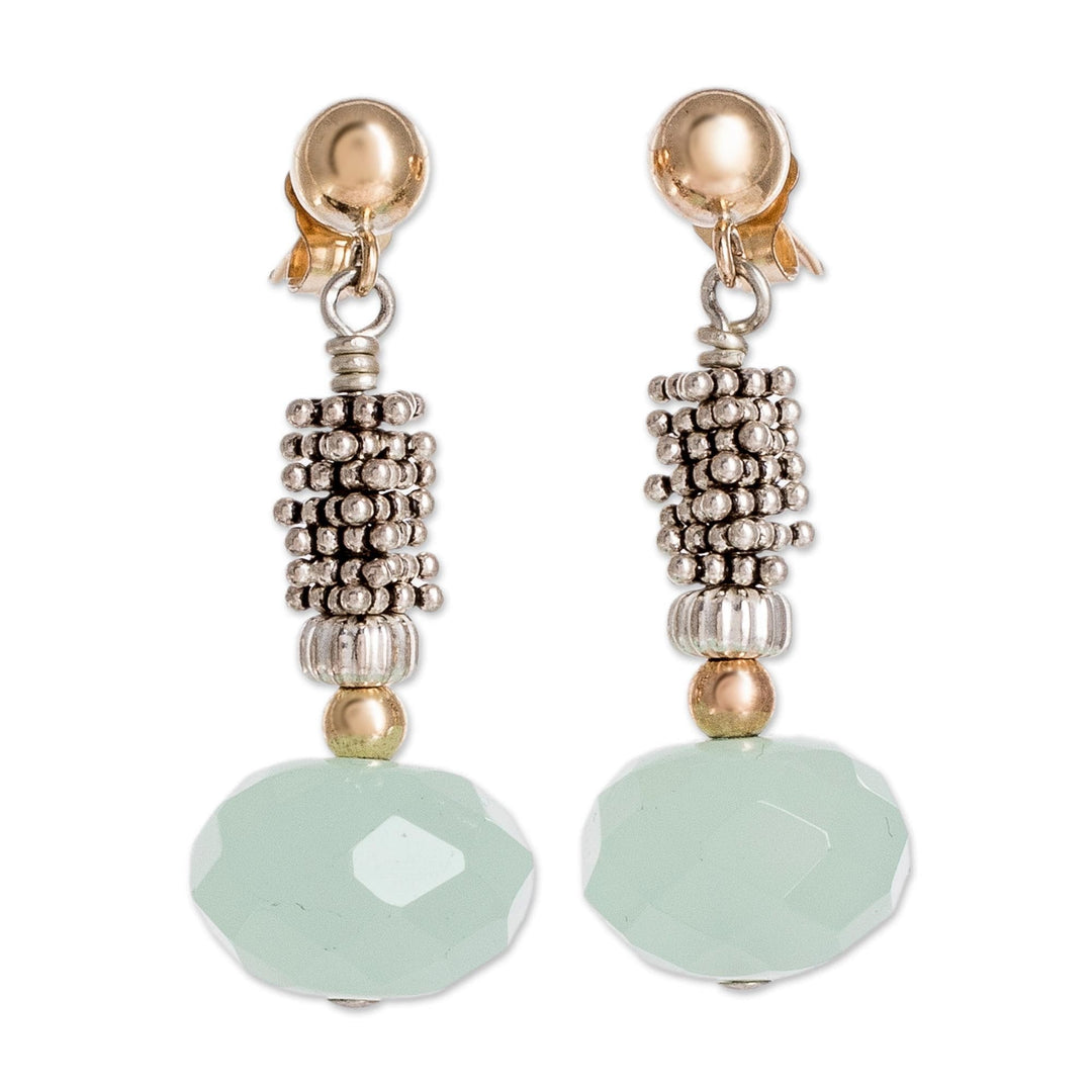 14k Gold Filled and Sterling Silver Chalcedony Earrings - Isla del Coco