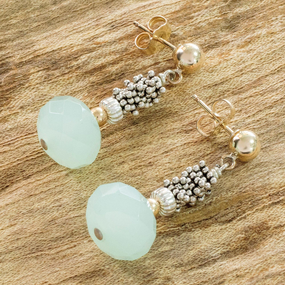 14k Gold Filled and Sterling Silver Chalcedony Earrings - Isla del Coco