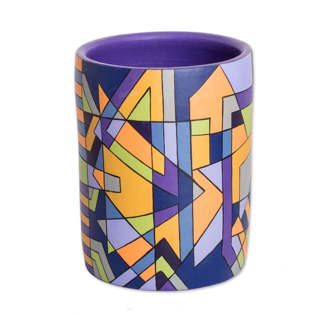 Decorative Terracotta Vase from Nicaragua - Modern Geometry
