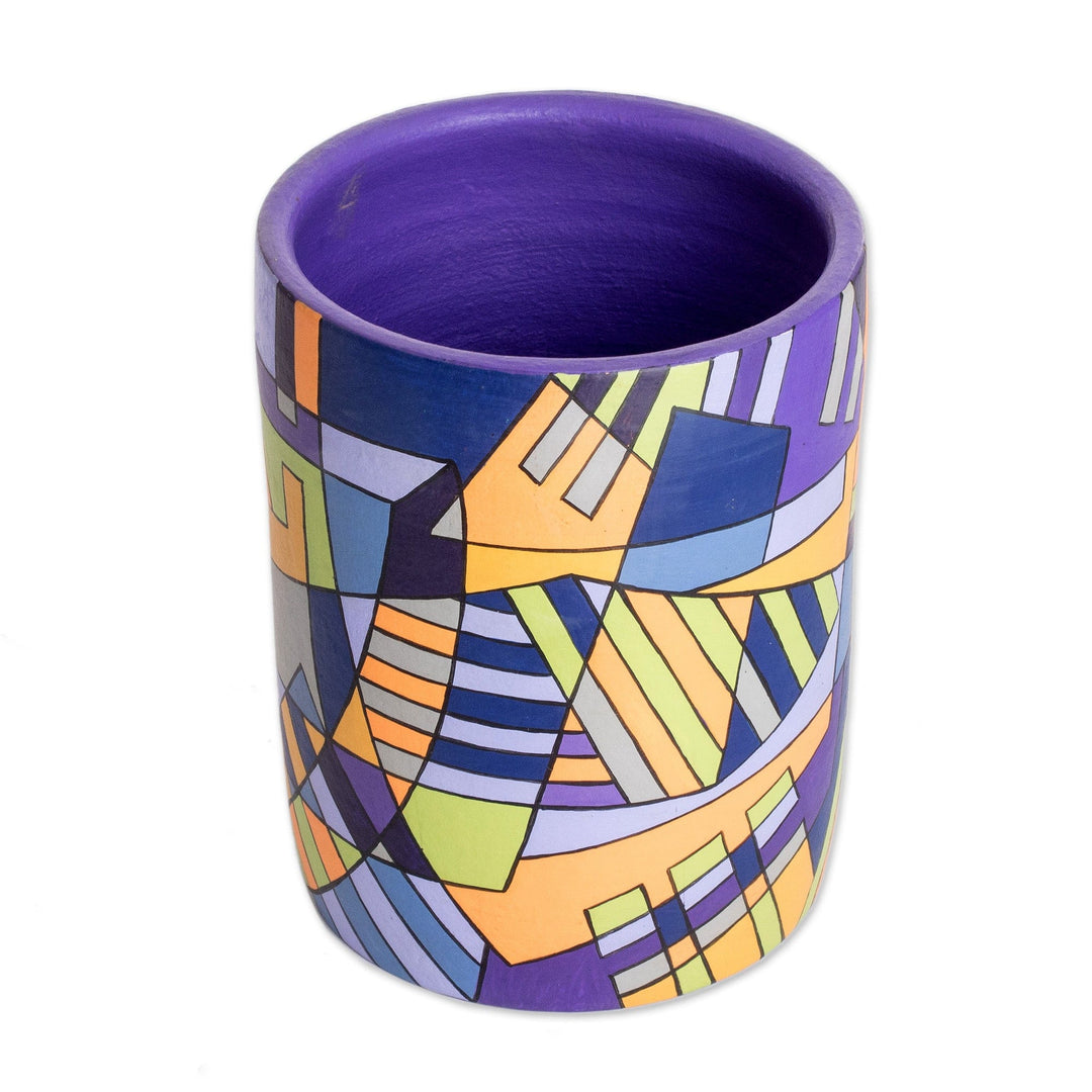 Decorative Terracotta Vase from Nicaragua - Modern Geometry