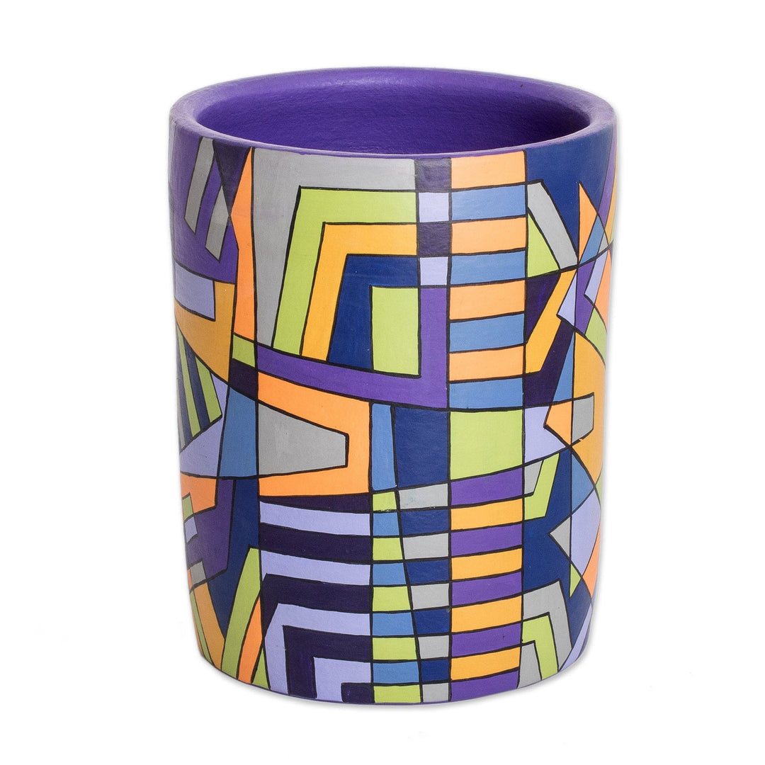 Decorative Terracotta Vase from Nicaragua - Modern Geometry