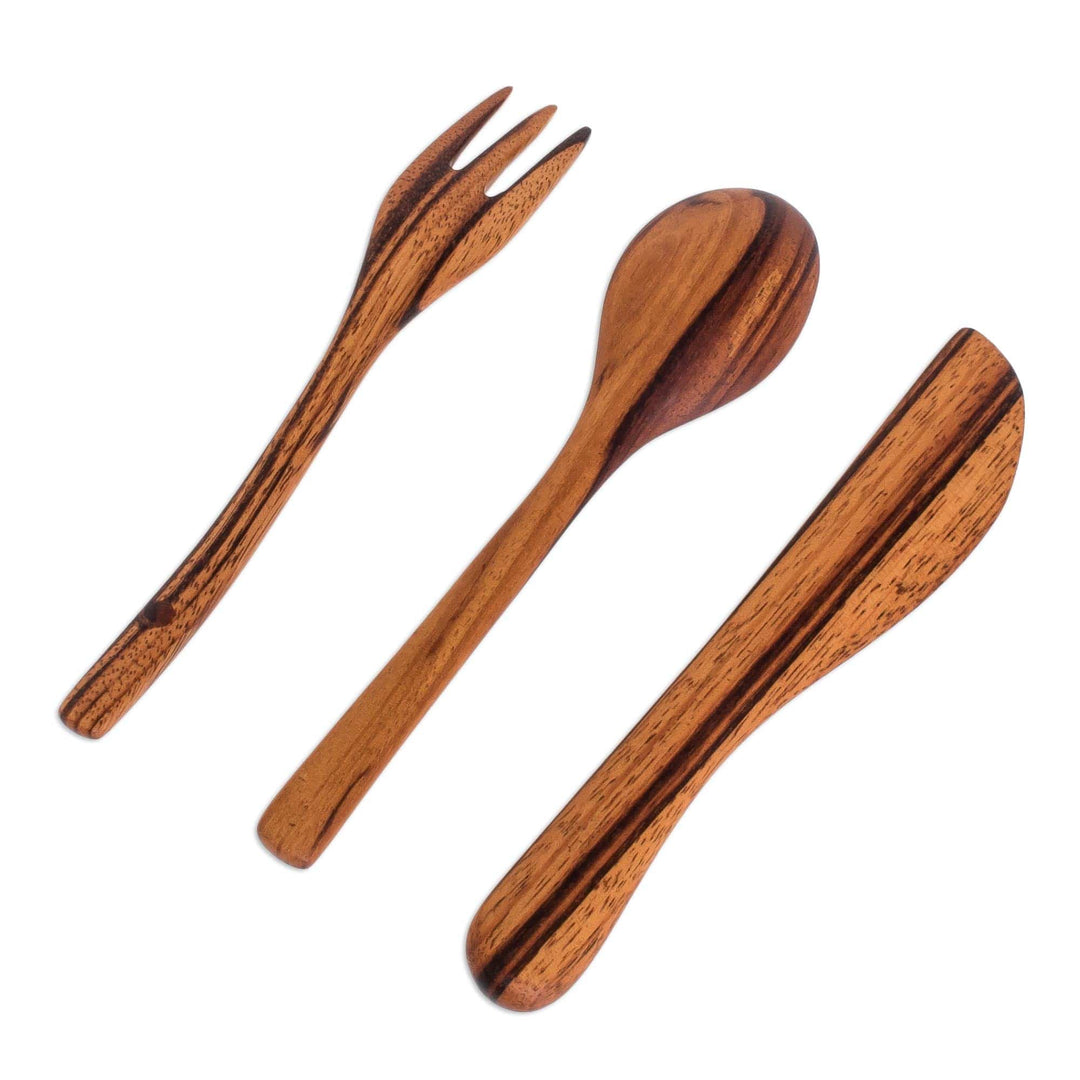 Hand Crafted Wood Utensil Set (3 Pieces) - Dining Out