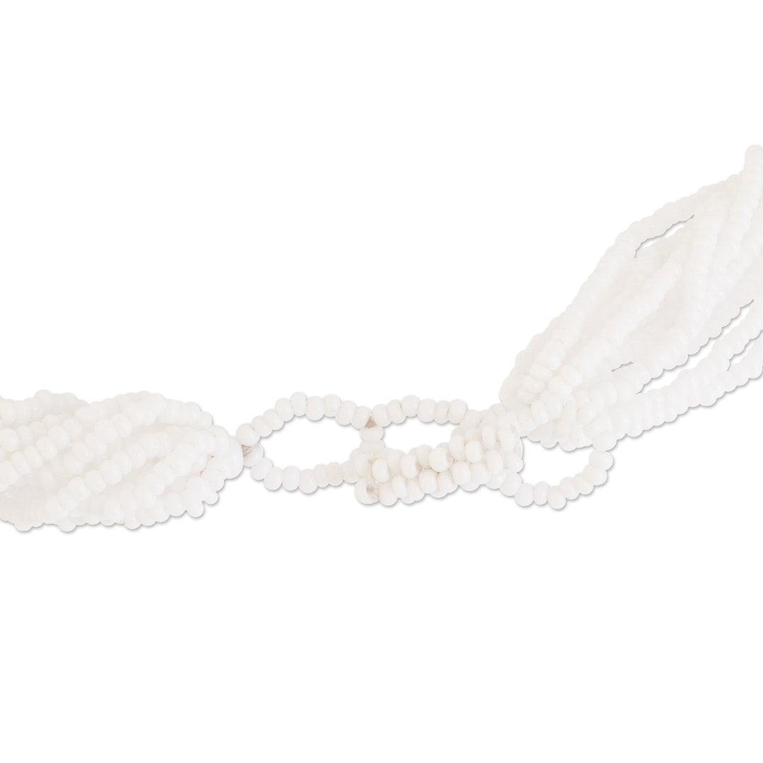 Turquoise Glass Bead Rope Necklace - Caribbean Siren