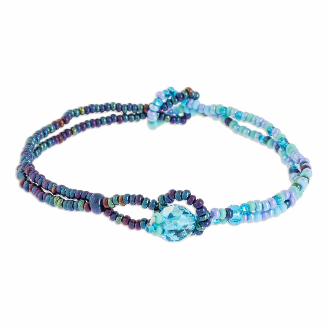 Glass Beaded Knotted Bracelet - Divine Union in Blue